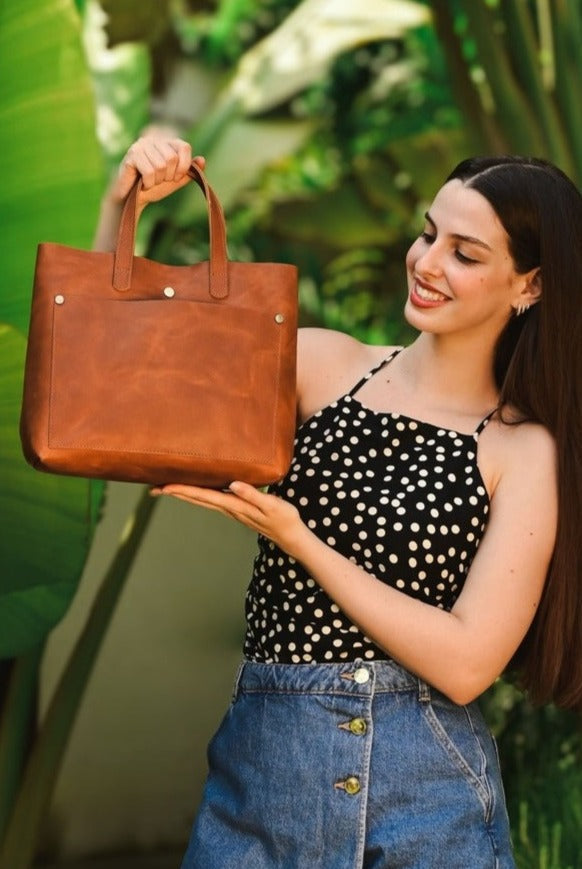 Kelli Mini Tote in Coffee – Nappa Society