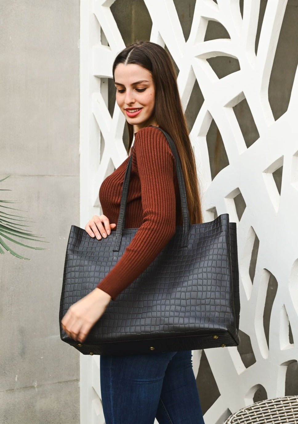 Kate Croc-Embossed Tote