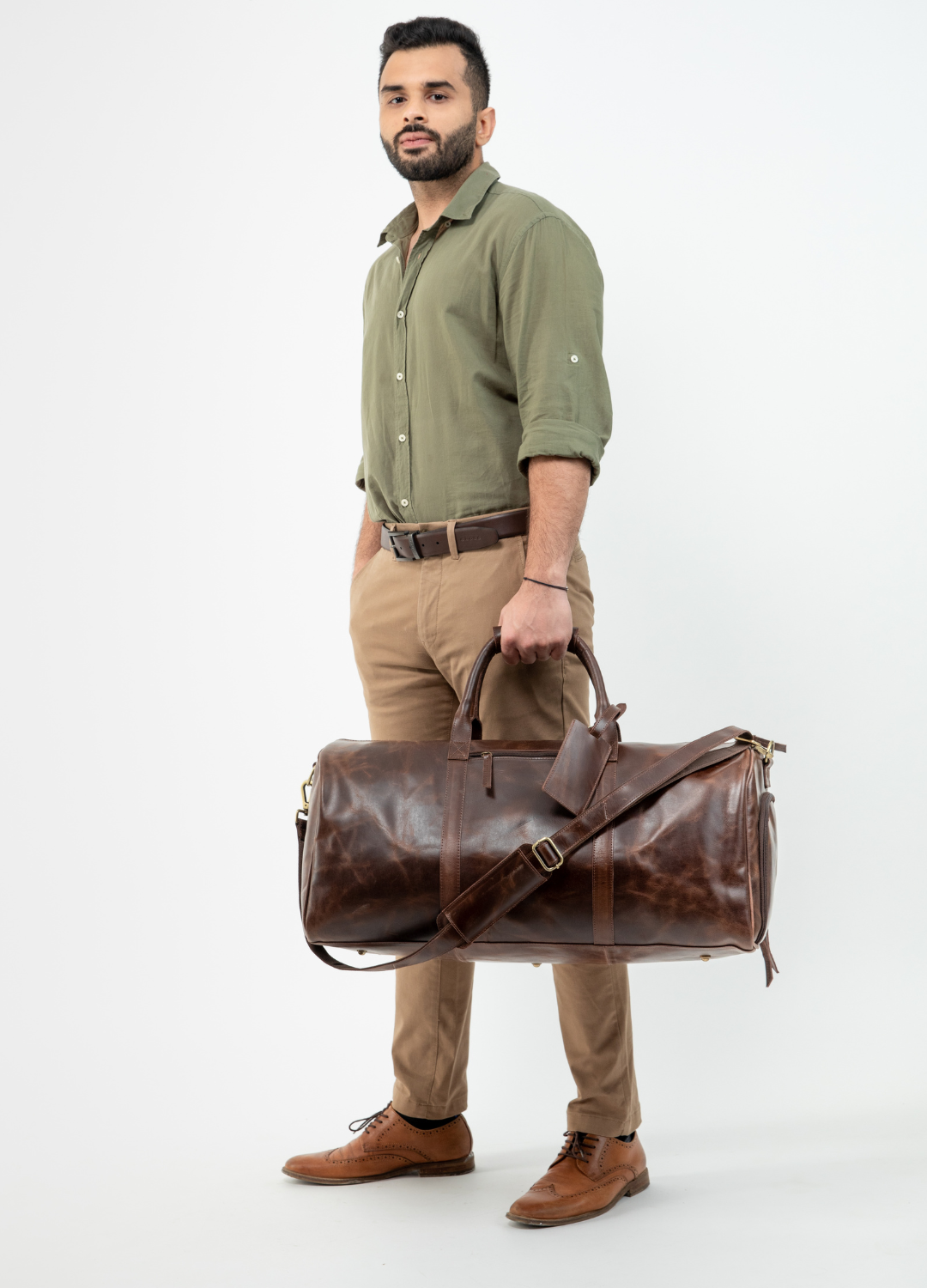 Leather Duffel Bag in Vintage Brown