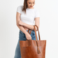 Adriana Large Leather Tote in Honey