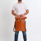Leather Roll Top Backpack in Cognac