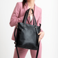 Adriana Leather Crossbody Tote in Charcoal