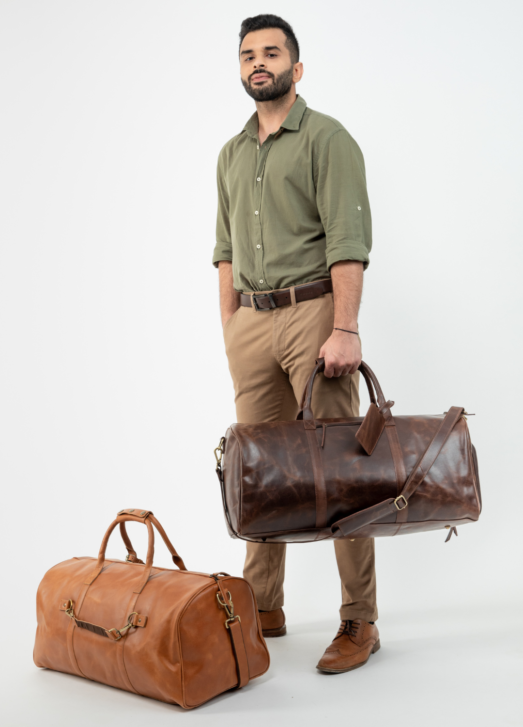 Leather Duffel Bag in Vintage Brown