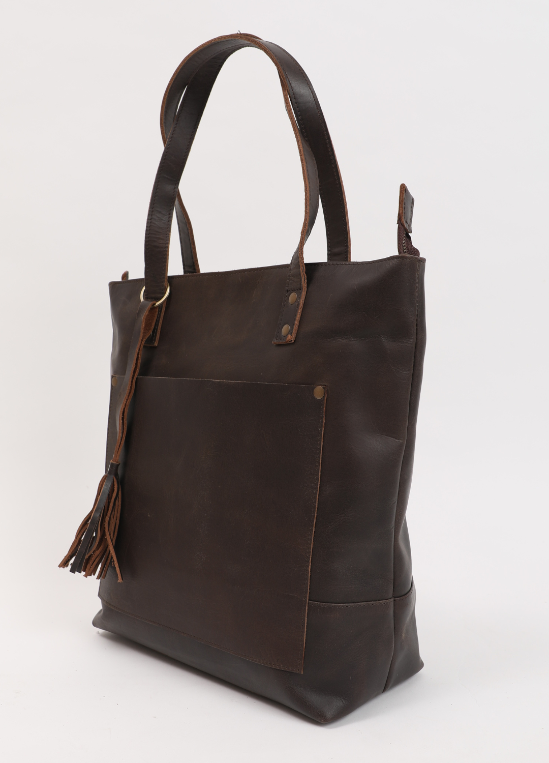 Adriana Leather Crossbody Tote in Coffee