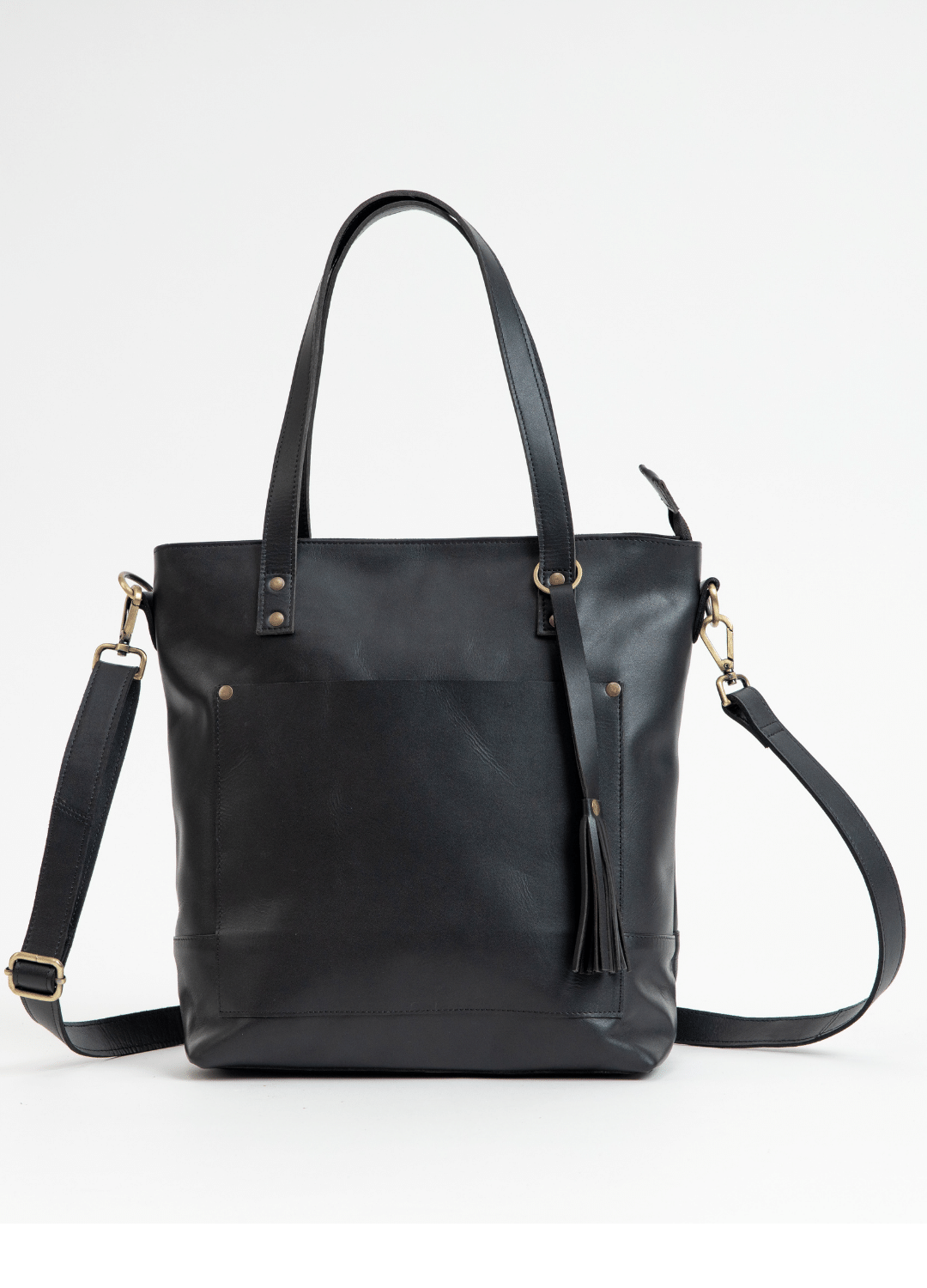 Adriana Leather Crossbody Tote in Charcoal