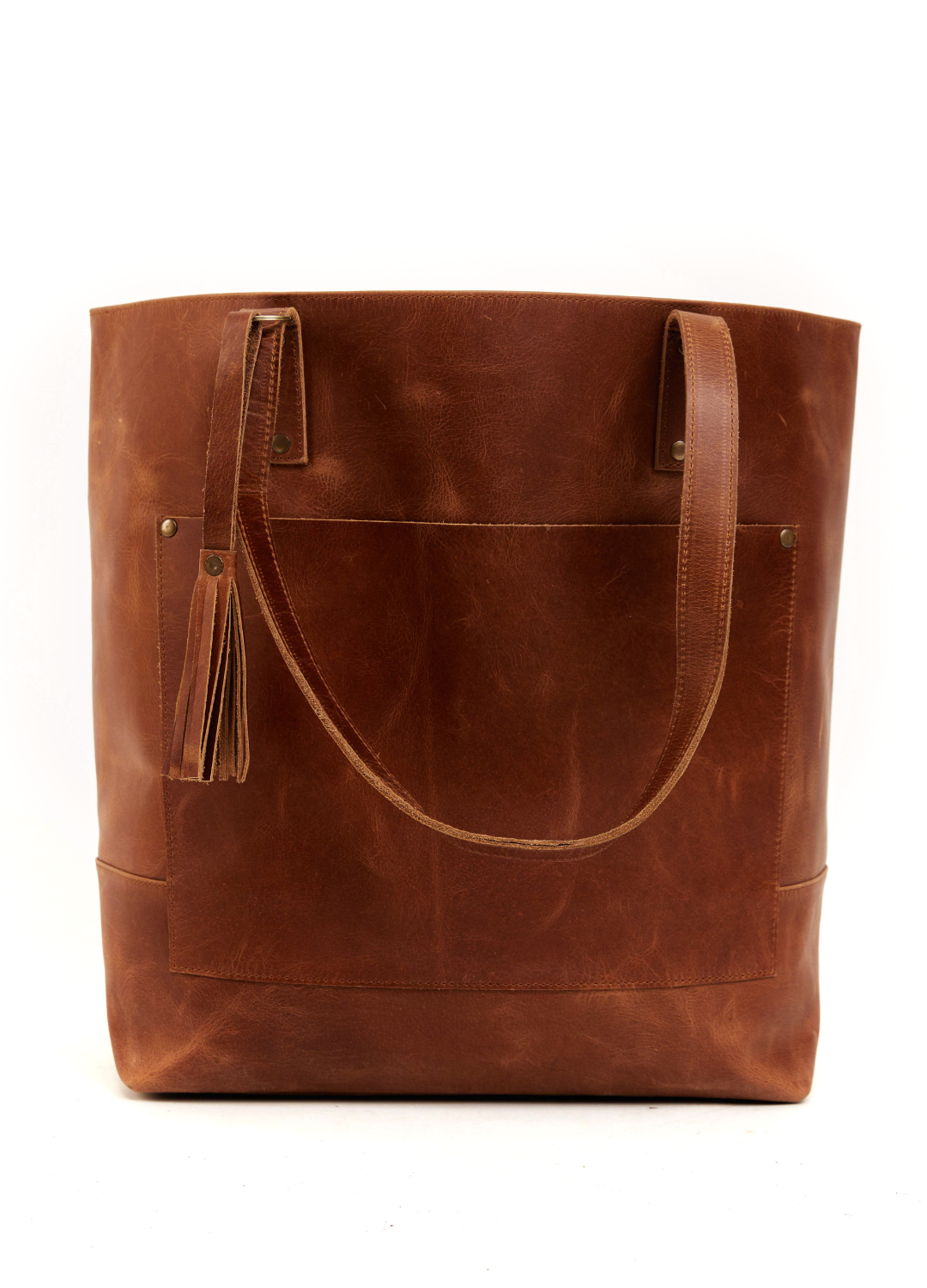 Adriana Large Leather Tote in Honey