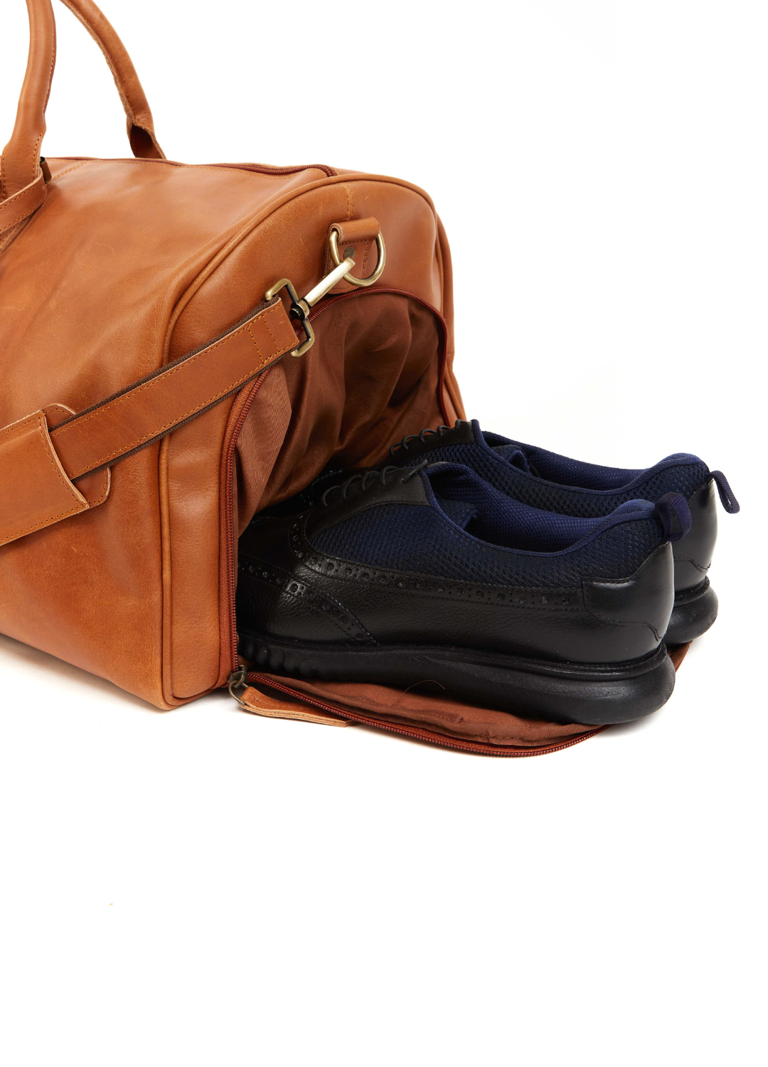 Leather Duffel Bag in Cognac