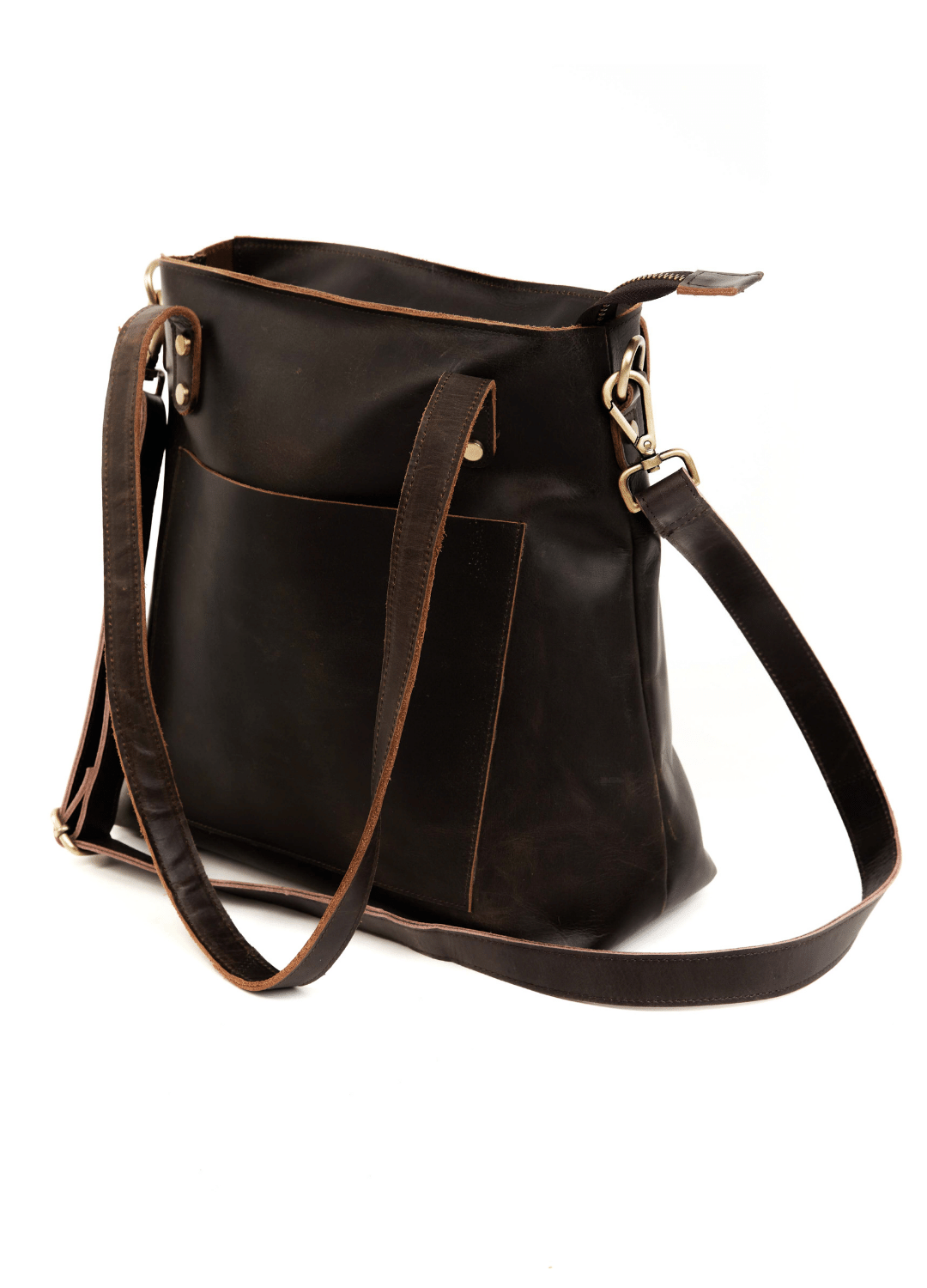 Mini Leather Crossbdy Tote in Coffee