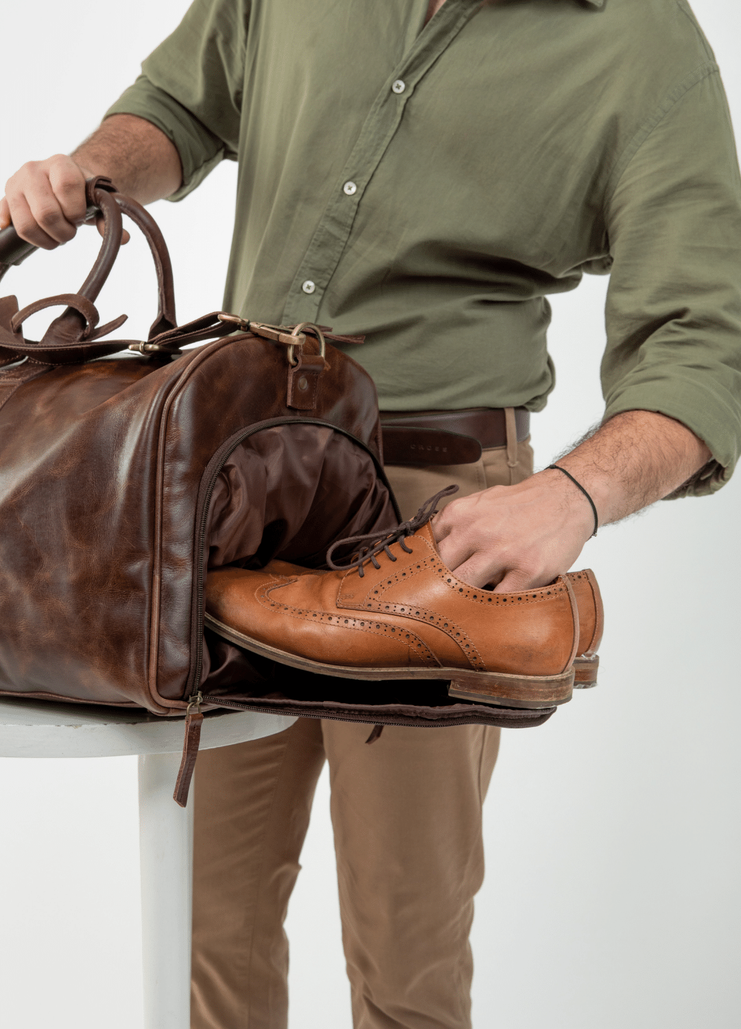 Leather Duffel Bag in Vintage Brown