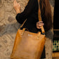 Leather Crossbody Tote Summer tan